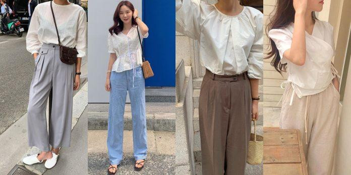 Áo blouse và quần ống suông