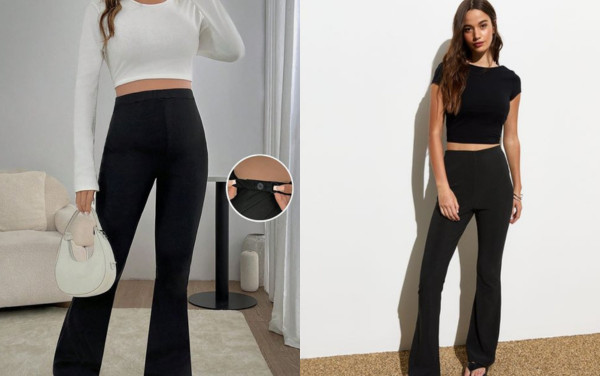 Áo croptop kết hợp với quần jean ống loe màu đen