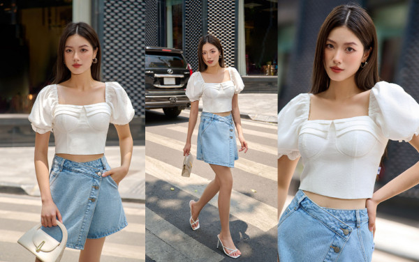 Áo kiểu CT croptop cúp ngực từ LEIKA