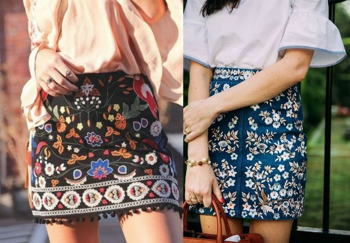 Chân váy họa tiết boho