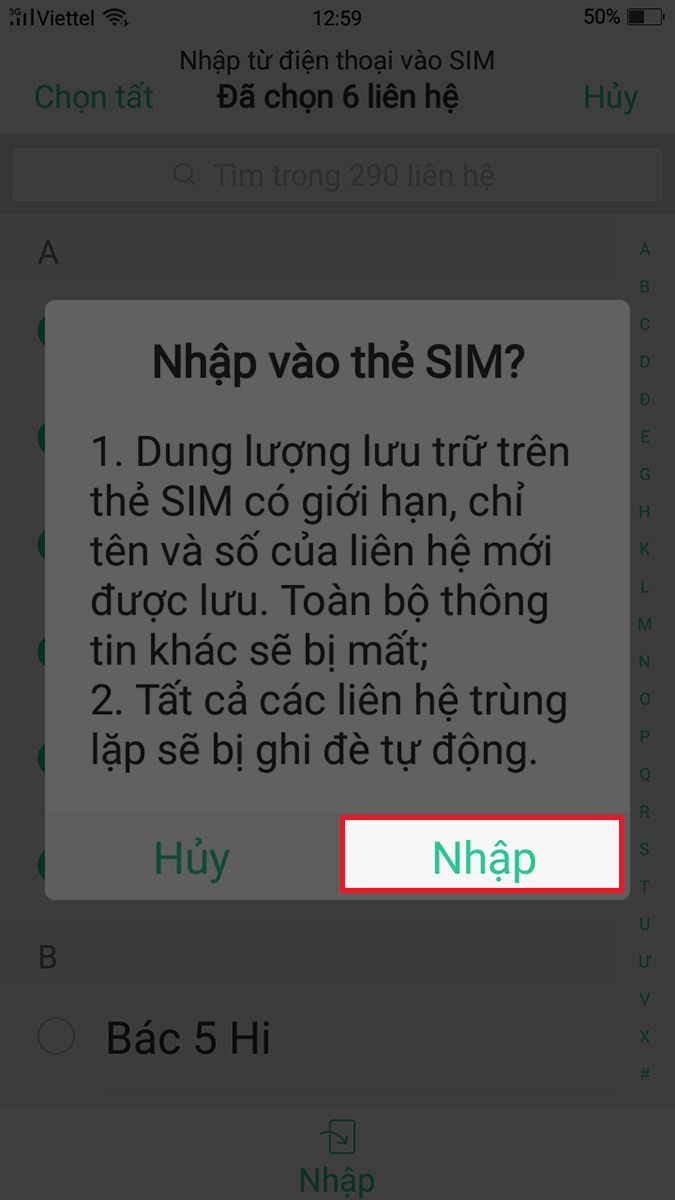 Cách sao chép danh bạ từ điện thoại sang SIM trên Android