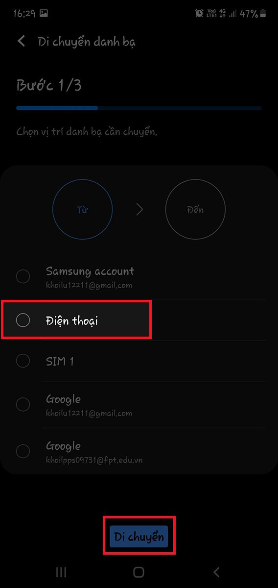 Cách sao chép danh bạ từ điện thoại sang SIM trên Android