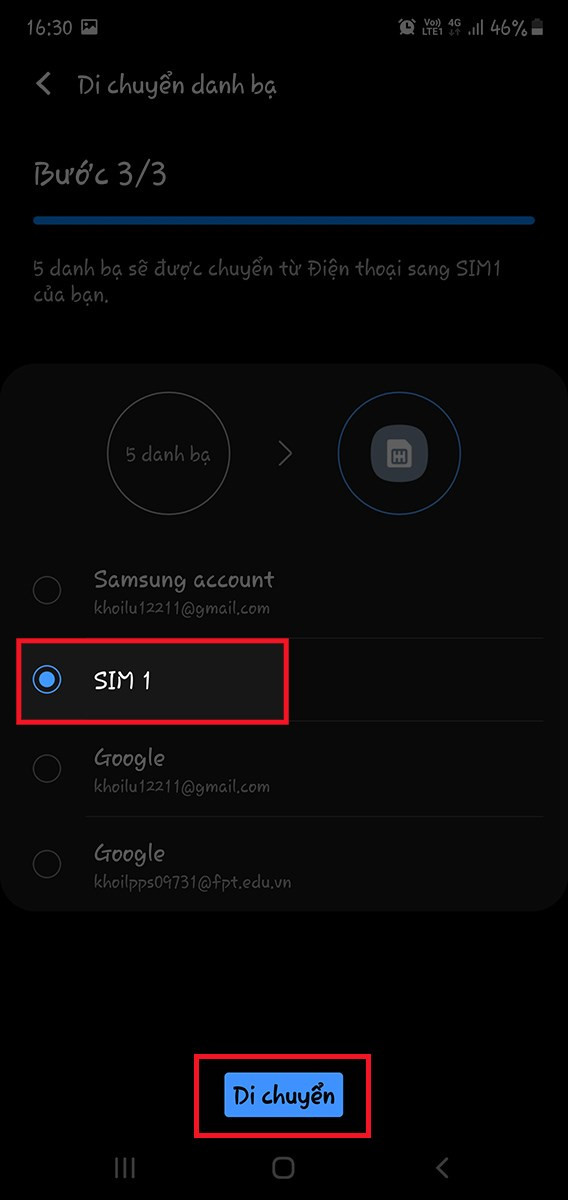 Cách sao chép danh bạ từ điện thoại sang SIM trên Android