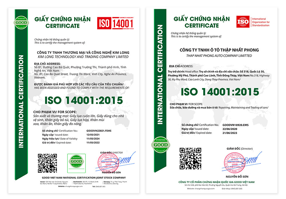 Chứng nhận ISO 14001:2015