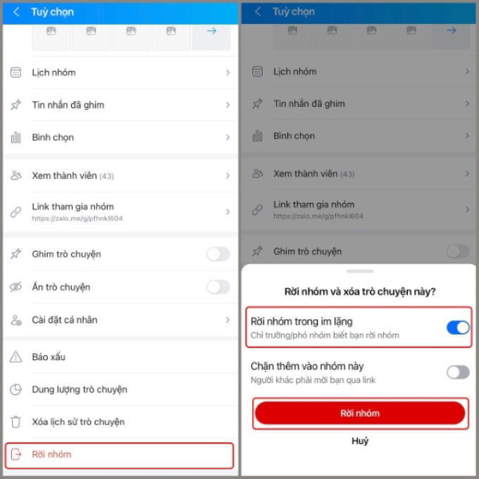 Cách rời nhóm Zalo không ai biết, không để lại thông báo