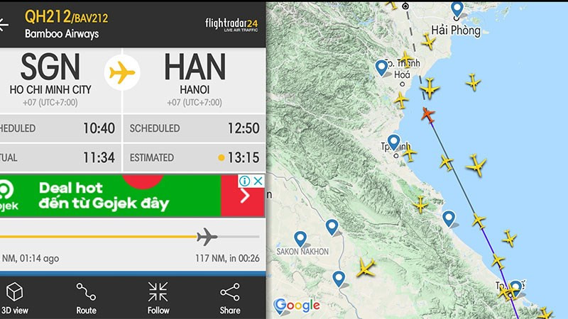 Cách theo dõi chuyến bay bằng Flightradar24 trên điện thoại và máy tính