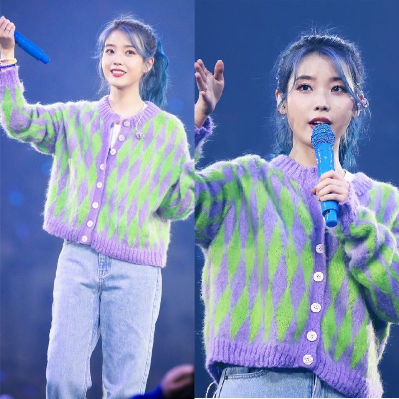 IU trong set đồ cardigan