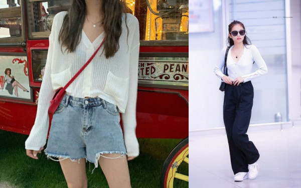 Jennie phối đồ với cardigan trắng