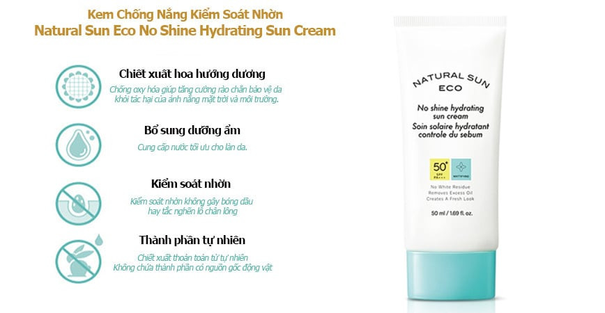 Kem chống nắng kiểm soát nhờn NATURAL SUN ECO NO SHINE HYDRATING SUN CREAM