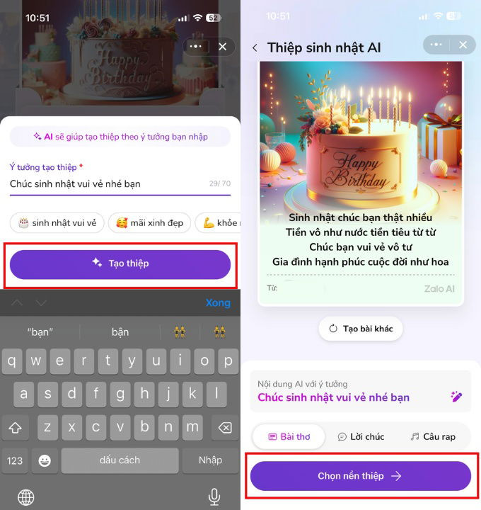 Cách tạo thiệp chúc mừng sinh nhật trên Zalo bằng AI cực đơn giản!