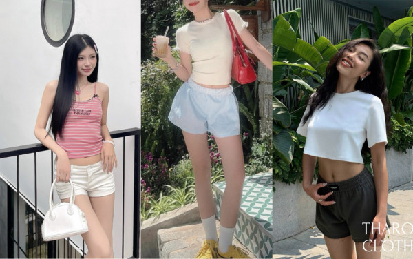 Phối quần sooc với áo croptop