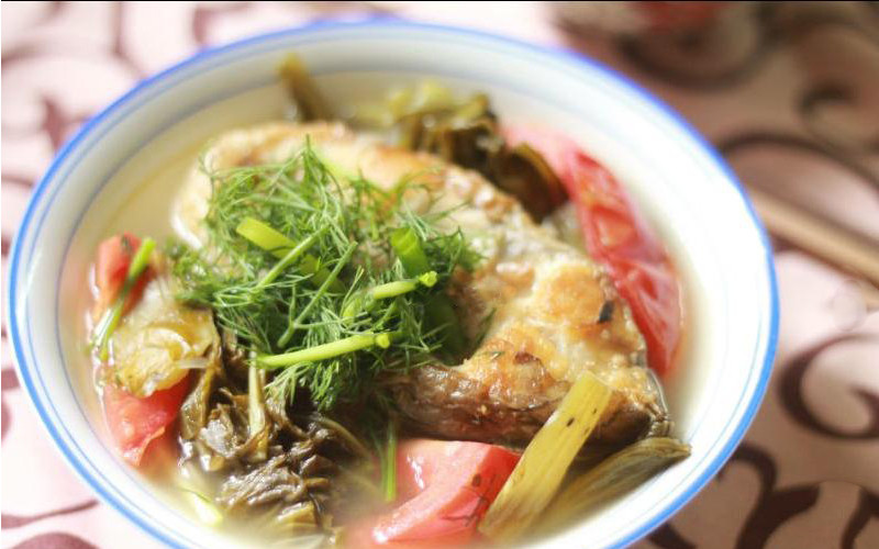 Thành phẩm canh cá dưa chua