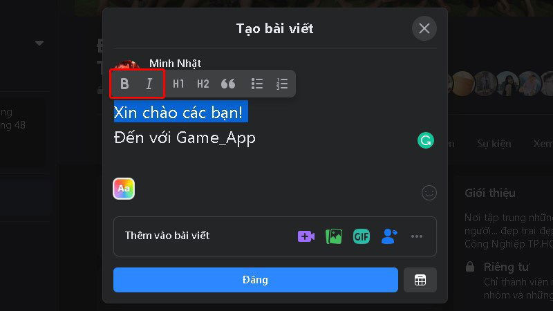 Cách viết chữ kiểu trên Facebook: Đổi font chữ, in đậm, in nghiêng