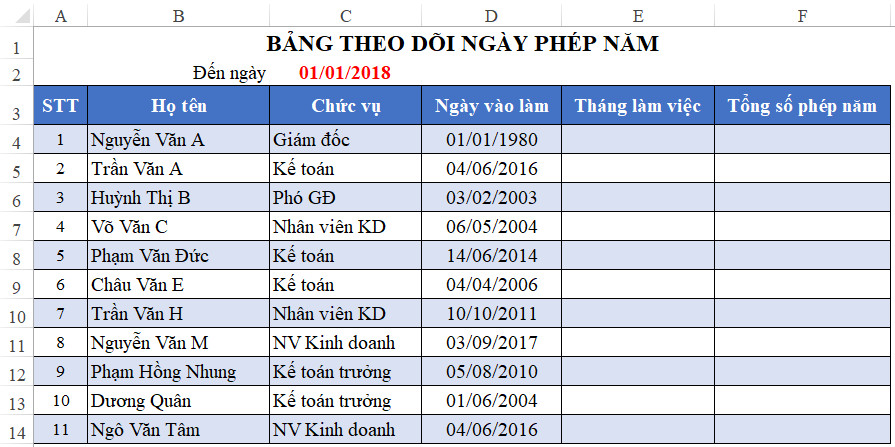 Hướng Dẫn Tính Số Ngày Nghỉ Phép Trong Năm