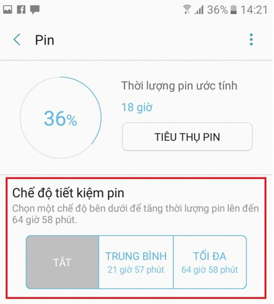 Bật chế độ tiết kiệm pin