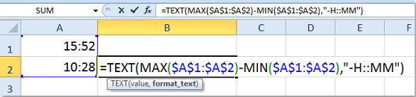 Cách sử dụng công thức để tính thời gian âm trong Excel