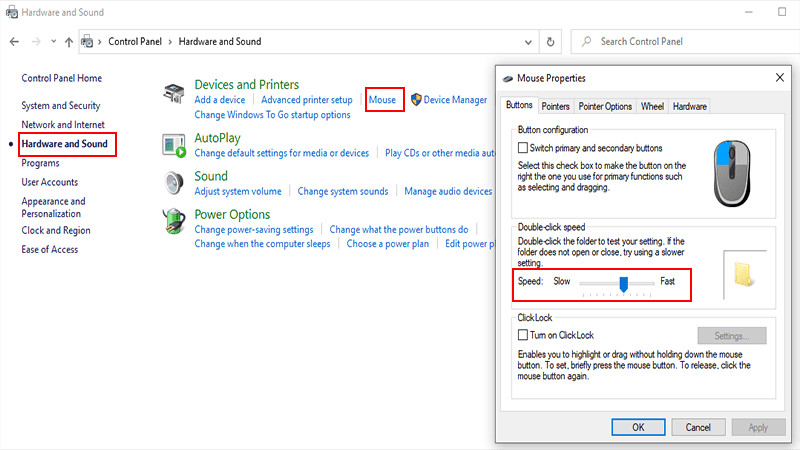 Cài đặt tốc độ chuột trên Windows 10