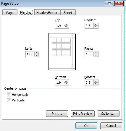 Căn lề cho trang in trong Excel