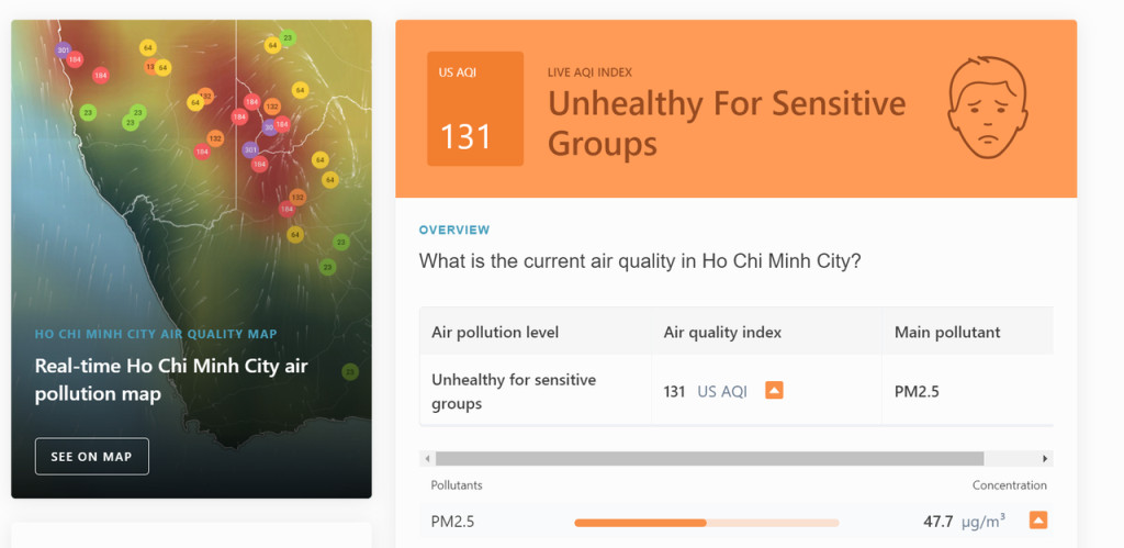 Chỉ số AQI tại Thảo Điền, TPHCM