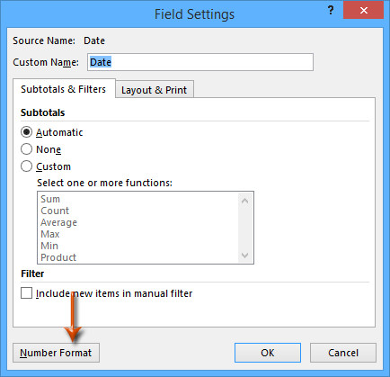 Chọn Number Format trong Field Settings