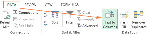 Chuyển sang tab Dữ liệu và nhấp vào Text to Columns.