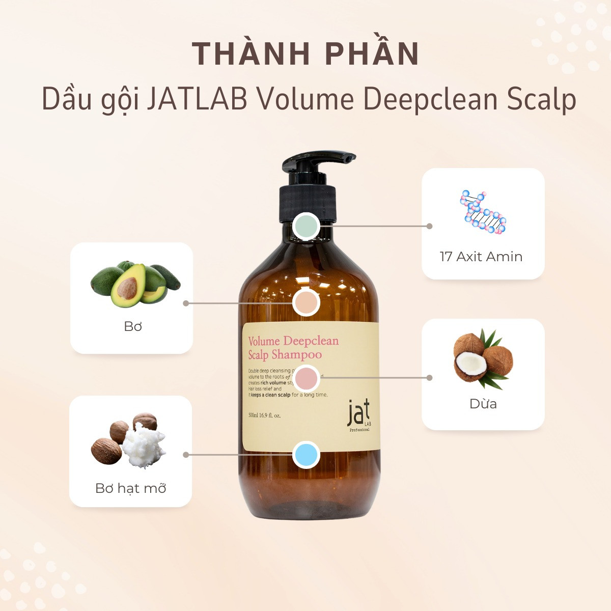 Dầu gội JATLAB Volume Deepclean Scalp chiết xuất từ thiên nhiên lành tính