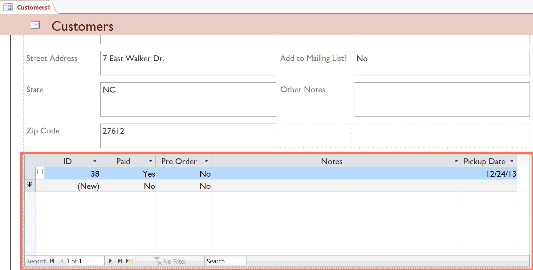 Form phụ trong Access