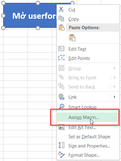 Gán Macro cho hình chữ nhật