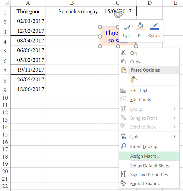 Gán Macro cho nút lệnh