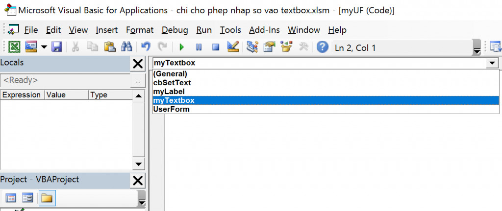 Hướng dẫn tạo Form nhập liệu trong Excel bằng VBA: Cho phép nhập số từ 0 đến 9