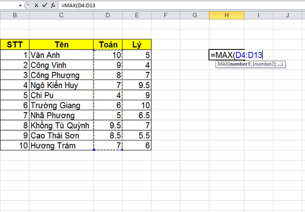 Hướng Dẫn Sử Dụng Các Hàm MAX, LARGE, MIN và SMALL Trong Excel