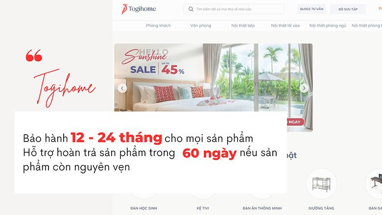 Kệ Tivi Togihome - Chính sách bảo hành hấp dẫn