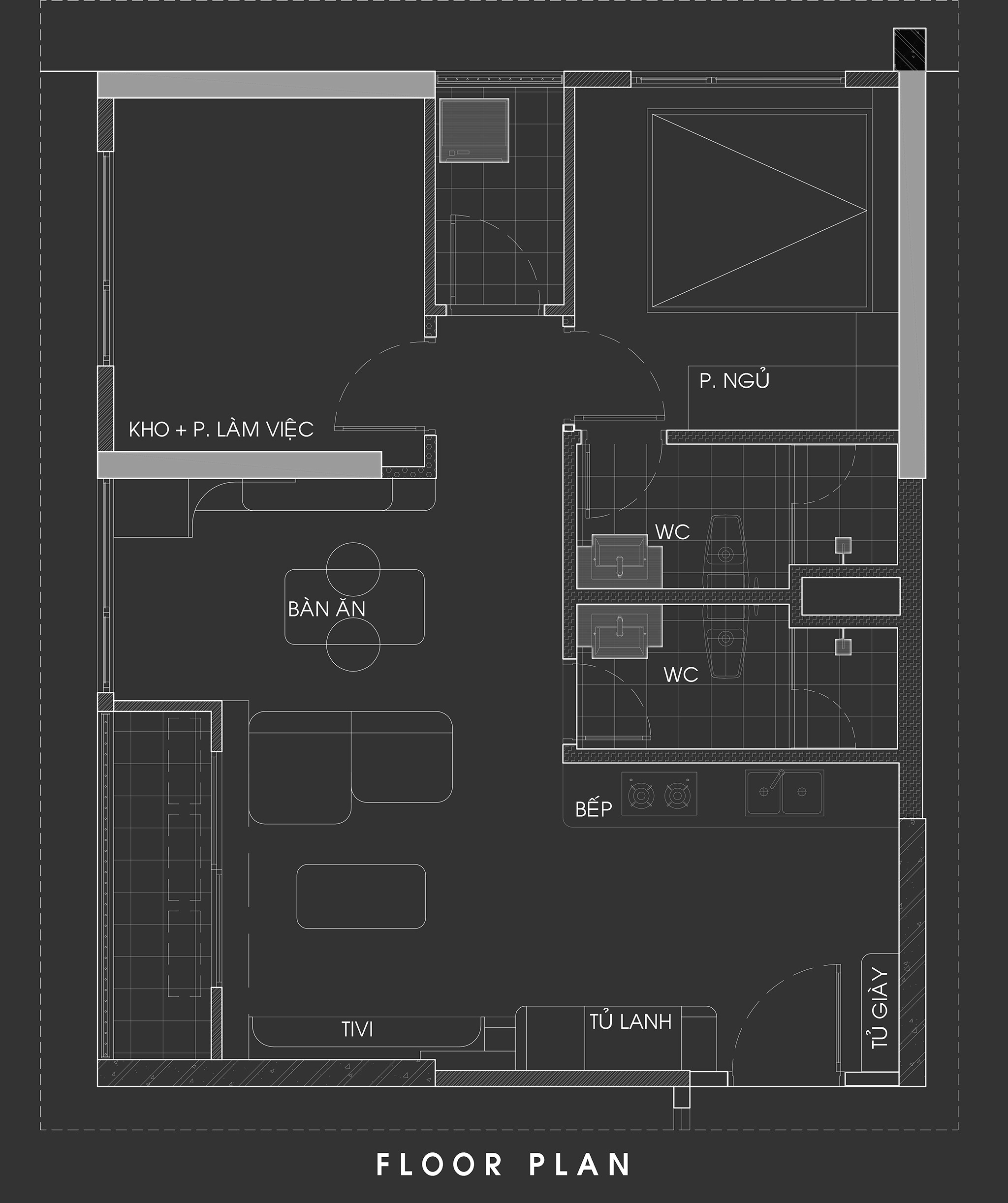 Mặt bằng bố trí căn hộ 64m2