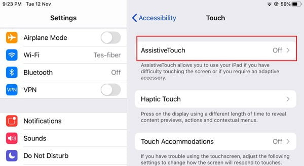 Mở cài đặt Accessibility trên iPad