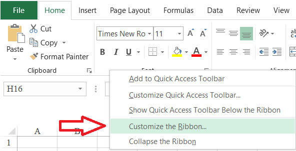 Mở tab Developer trong Excel