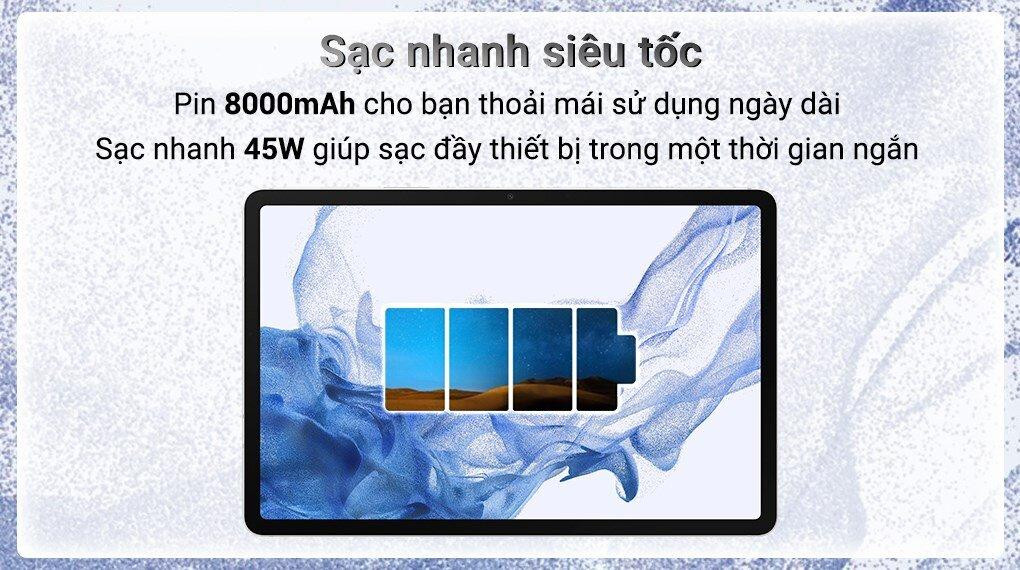 Sử dụng Samsung Galaxy Tab S8 với pin 8000mAh