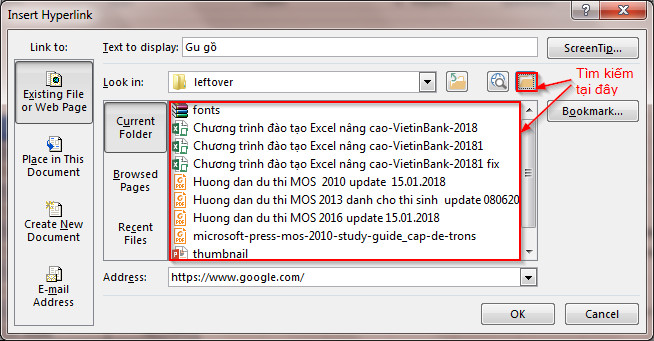 Tạo Hyperlink đến file