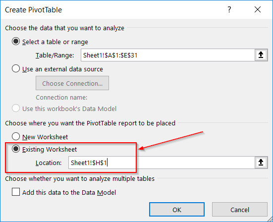 Tạo Pivot Table