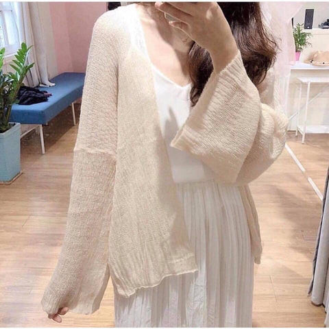 Váy maxi mix áo khoác len mỏng cardigan