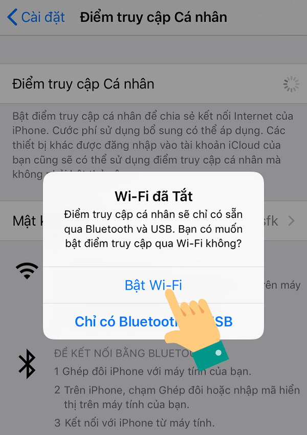 Bước 2 phát Wifi từ iPhone XS Max