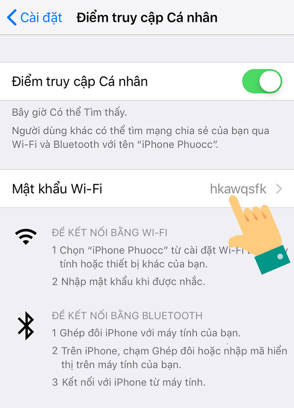 Bước 3 phát Wifi từ iPhone XS Max