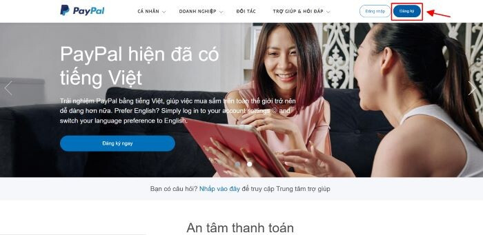 Cách đăng ký PayPal - Bước 1