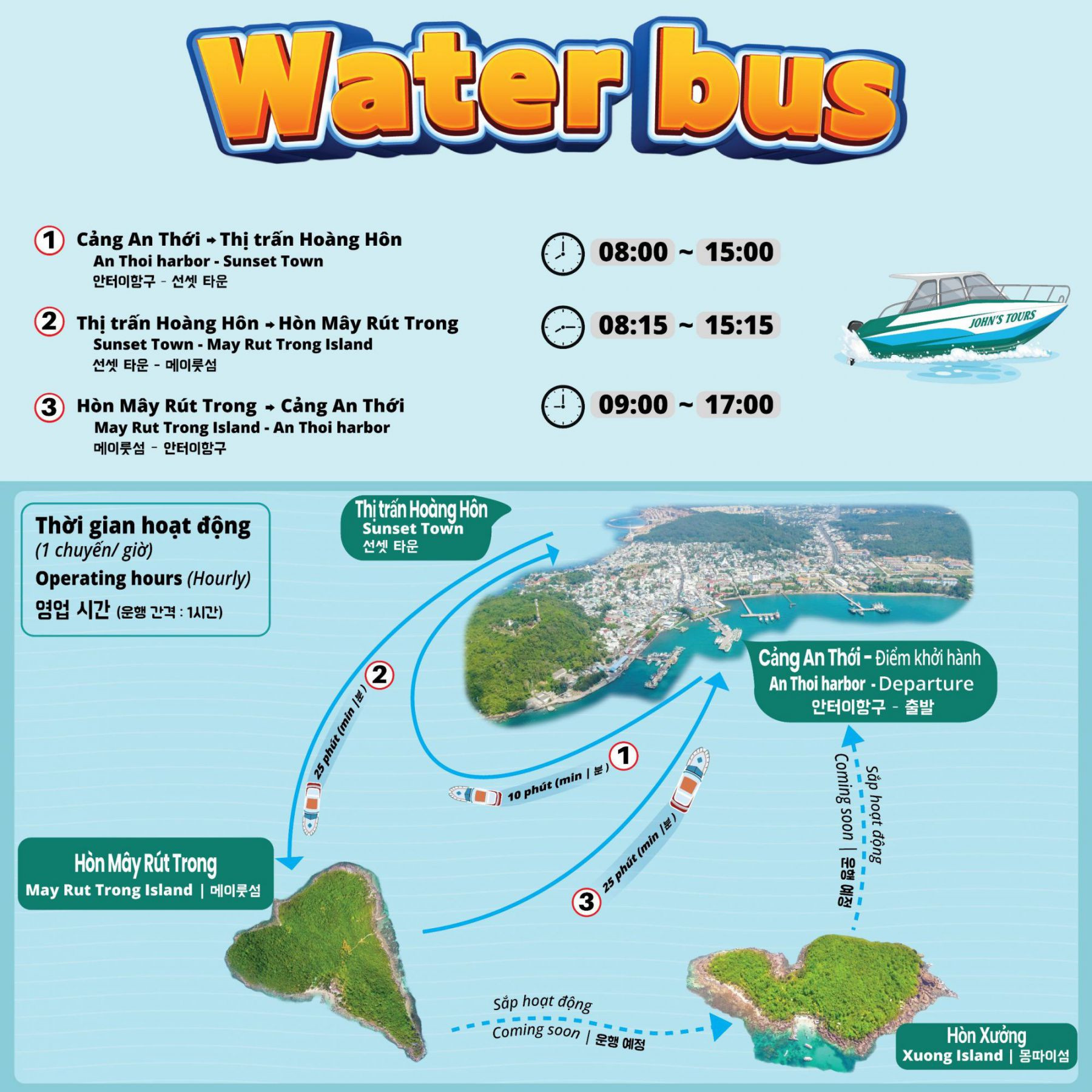 Lộ trình John’s Tours Water Bus