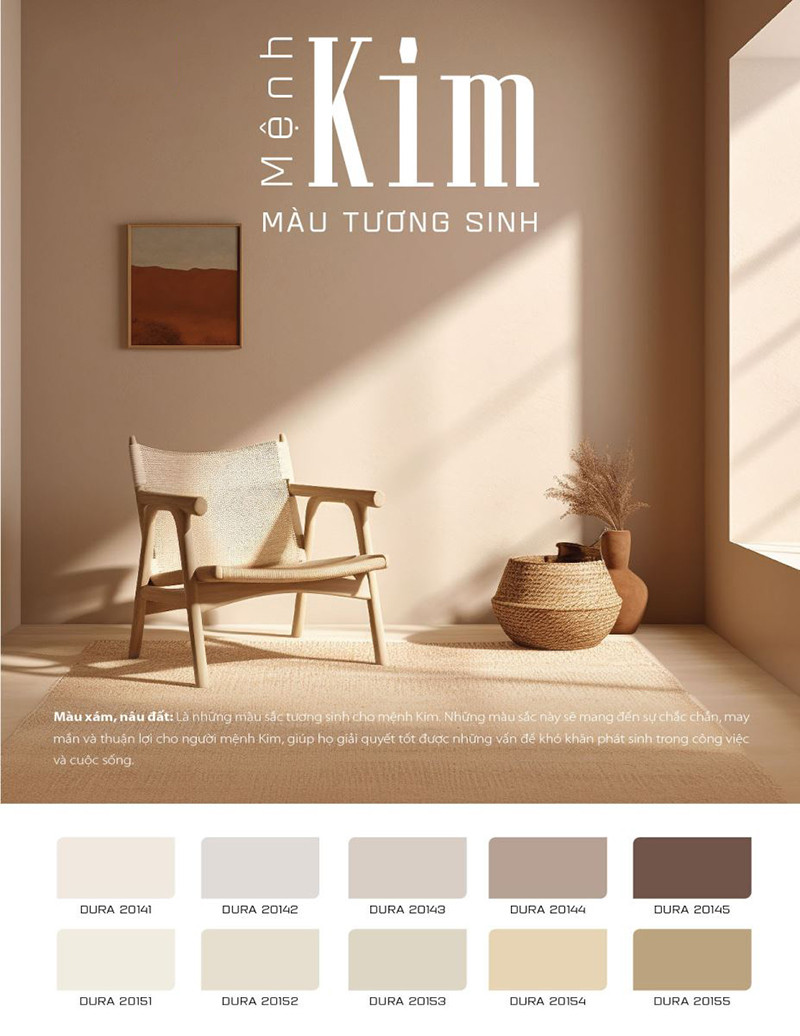 Màu sơn hợp mệnh Kim