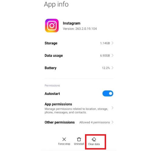 Xoá cache và dữ liệu