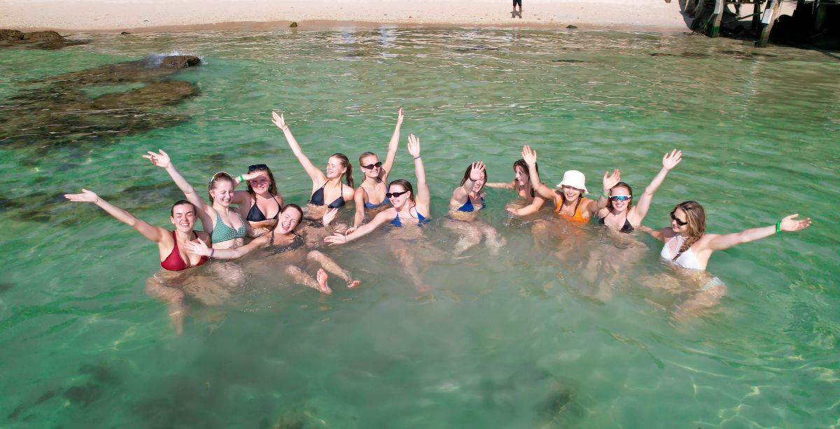 A clear and warm sea is ideal for water activities.