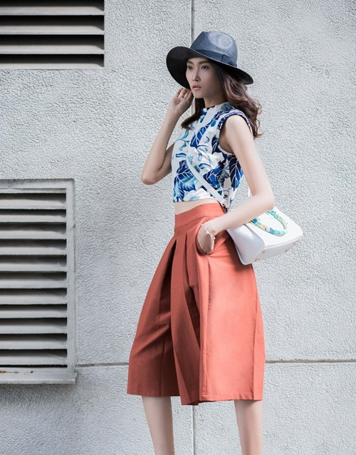 Áo croptop mix với Culottes