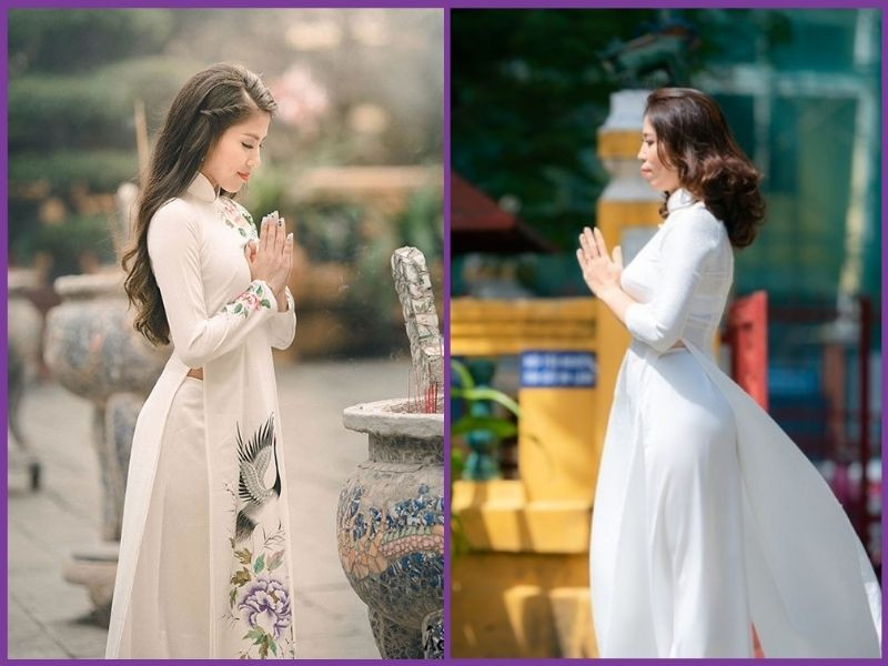 Áo dài truyền thống đi chùa