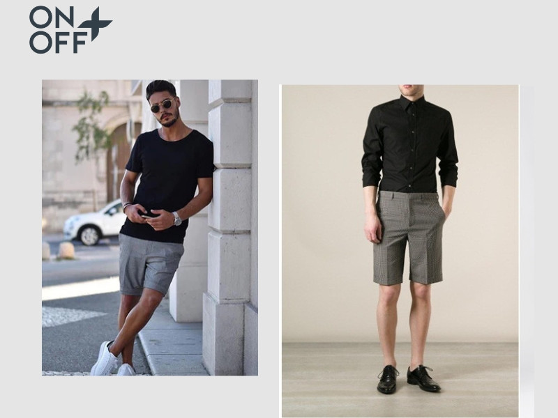 áo đen với quần short xám