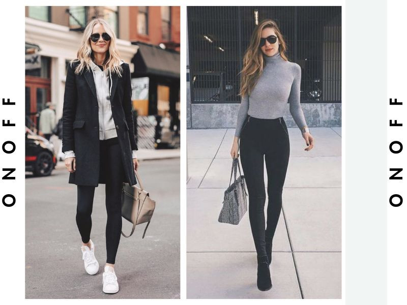 Áo khoác da với legging